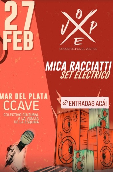 El Rock se enciende en Mar del Plata: Mica Racciatti y Opuestos por el Vértice llegan al CCAVE